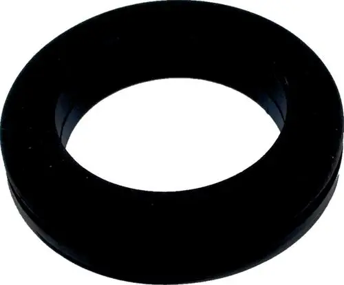 Schwarze Kabeltülle von Wolf, runde Form mit Innenöffnung, geeignet zur Führung und zum Schutz von Kabeln.